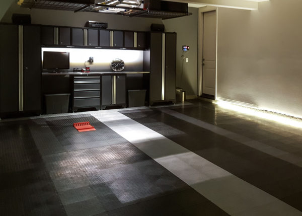 garage with nice lighting