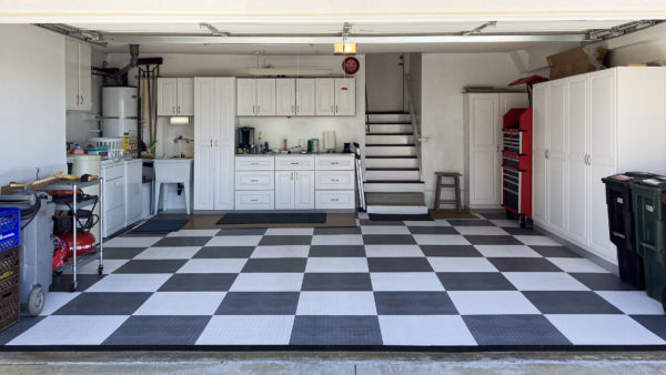 Garage floor with GarageDeck tiles