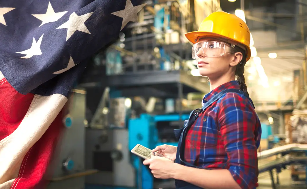 A woman work in a U.S. factory.